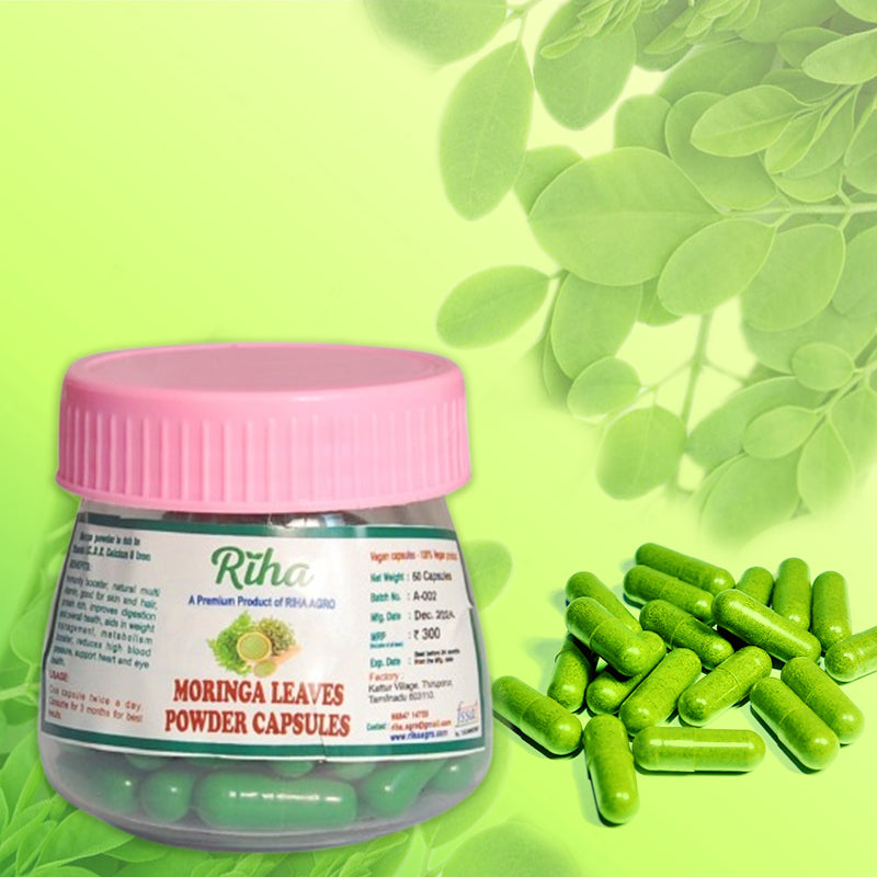 Moringa Leaf Powder Capsules-(90 capsules)